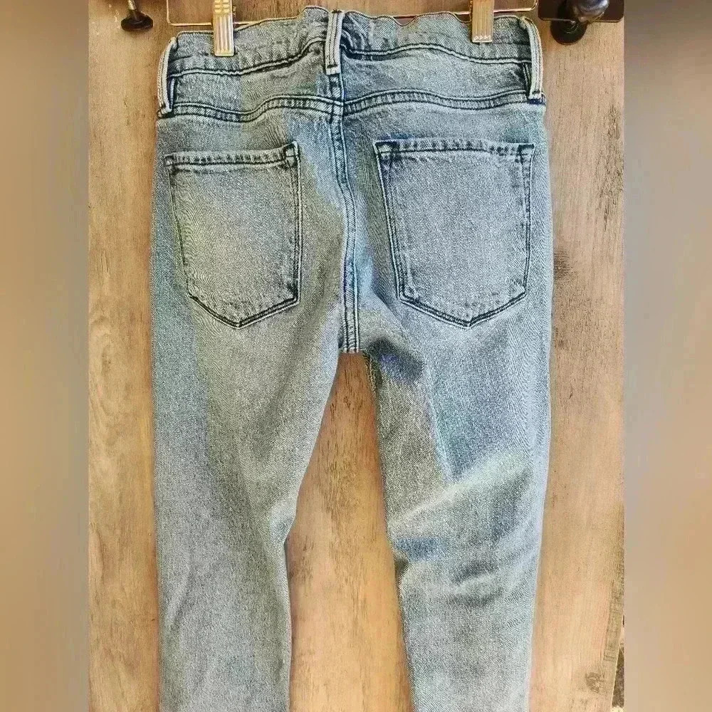 FRAME Denim Le Garcon Mid Rise Distressed Jeans Denim Beldon Rips Size 24 - Picture 8 of 9